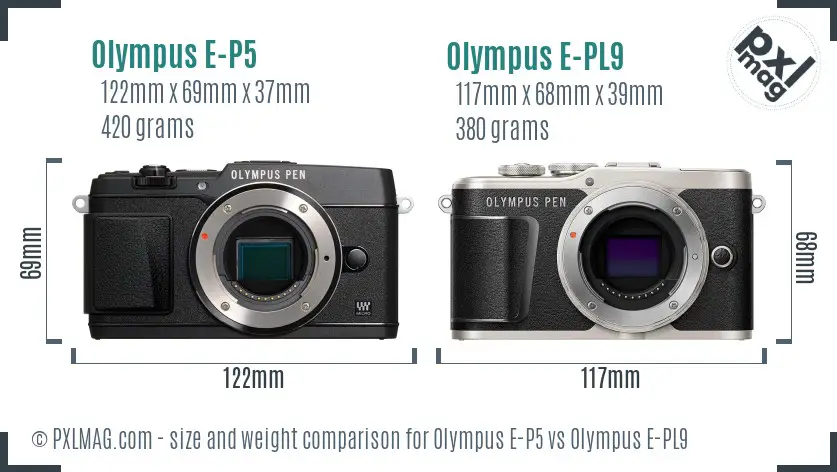 Olympus E-P5 vs Olympus E-PL9 size comparison