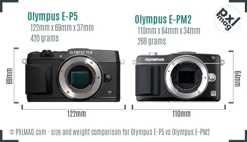Olympus E-P5 vs Olympus E-PM2 size comparison