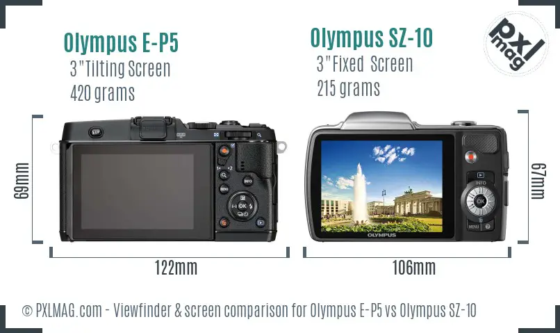 Olympus E-P5 vs Olympus SZ-10 Screen and Viewfinder comparison
