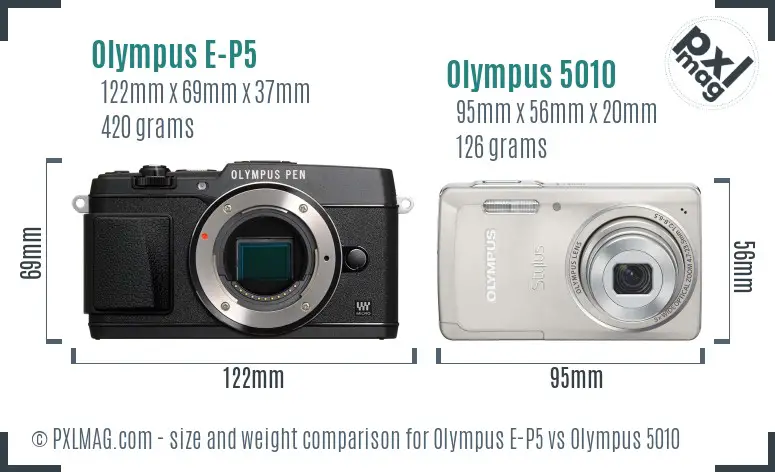 Olympus E-P5 vs Olympus 5010 size comparison