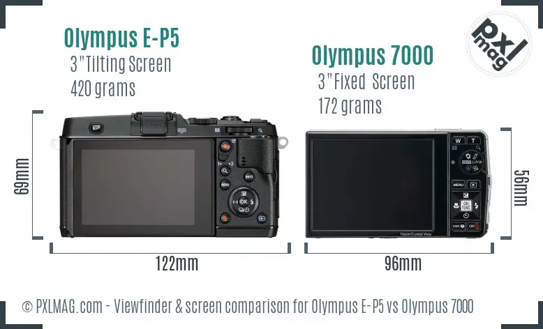 Olympus E-P5 vs Olympus 7000 Screen and Viewfinder comparison