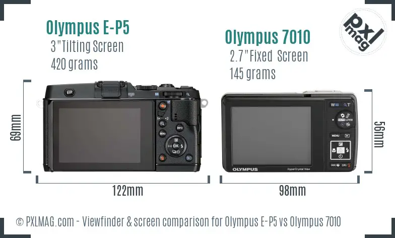Olympus E-P5 vs Olympus 7010 Screen and Viewfinder comparison