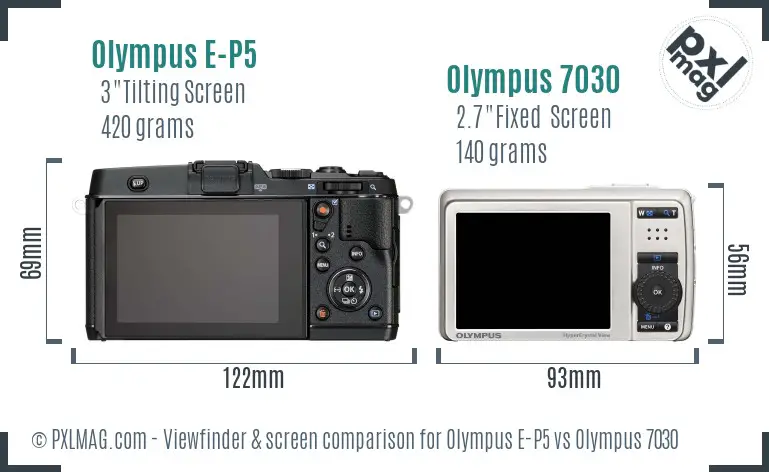 Olympus E-P5 vs Olympus 7030 Screen and Viewfinder comparison