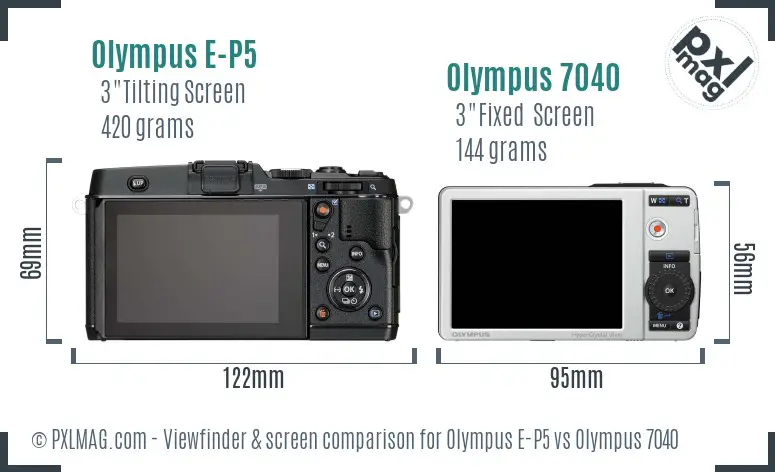 Olympus E-P5 vs Olympus 7040 Screen and Viewfinder comparison