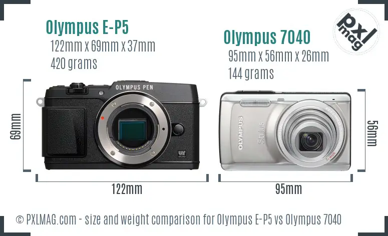 Olympus E-P5 vs Olympus 7040 size comparison
