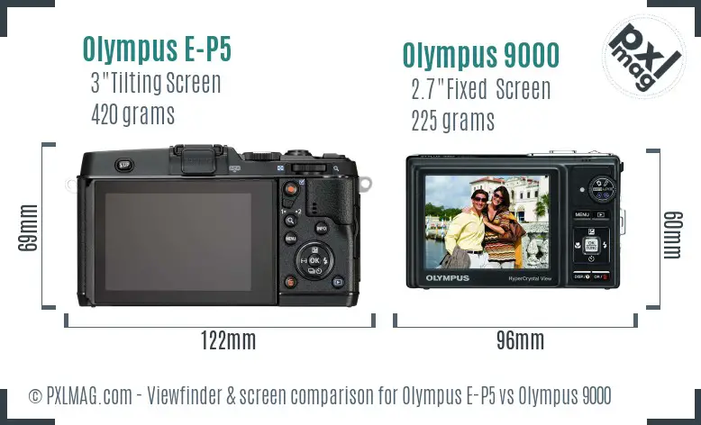 Olympus E-P5 vs Olympus 9000 Screen and Viewfinder comparison