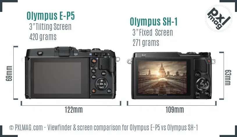Olympus E-P5 vs Olympus SH-1 Screen and Viewfinder comparison