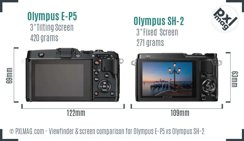 Olympus E-P5 vs Olympus SH-2 Screen and Viewfinder comparison