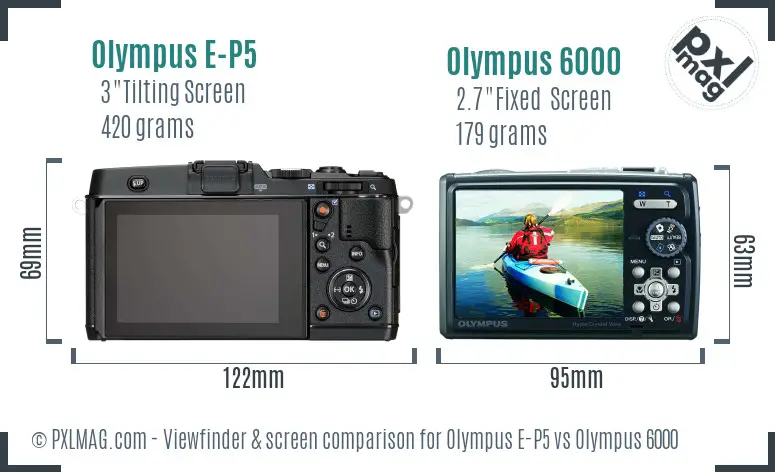 Olympus E-P5 vs Olympus 6000 Screen and Viewfinder comparison