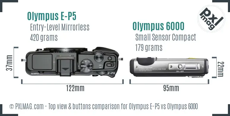 Olympus E-P5 vs Olympus 6000 top view buttons comparison