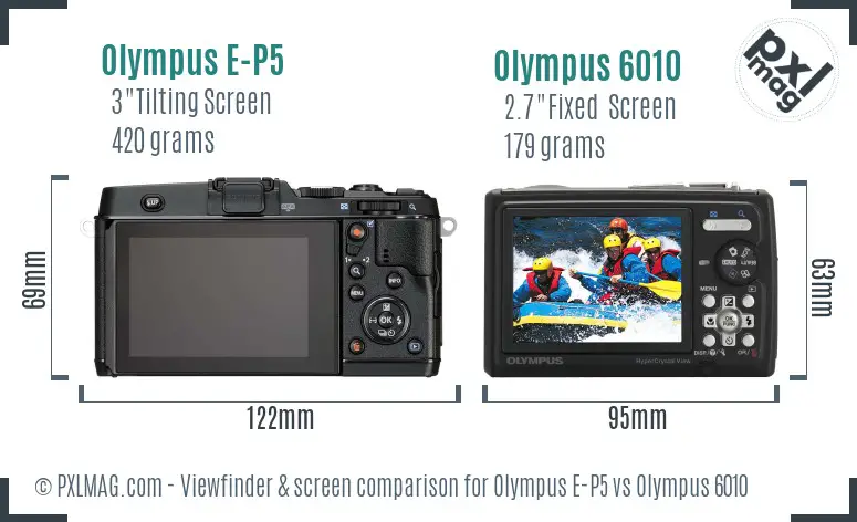 Olympus E-P5 vs Olympus 6010 Screen and Viewfinder comparison