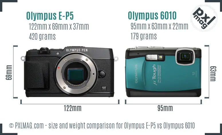 Olympus E-P5 vs Olympus 6010 size comparison