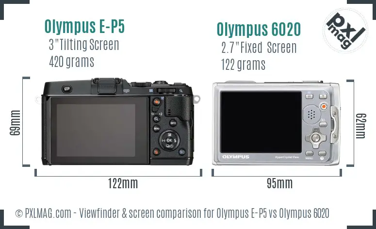 Olympus E-P5 vs Olympus 6020 Screen and Viewfinder comparison