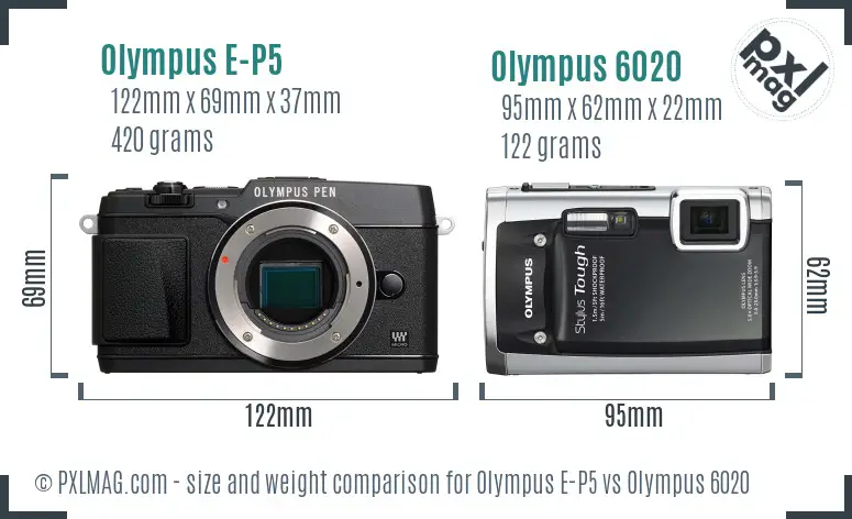 Olympus E-P5 vs Olympus 6020 size comparison