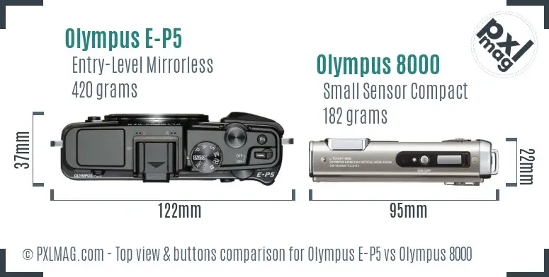 Olympus E-P5 vs Olympus 8000 top view buttons comparison