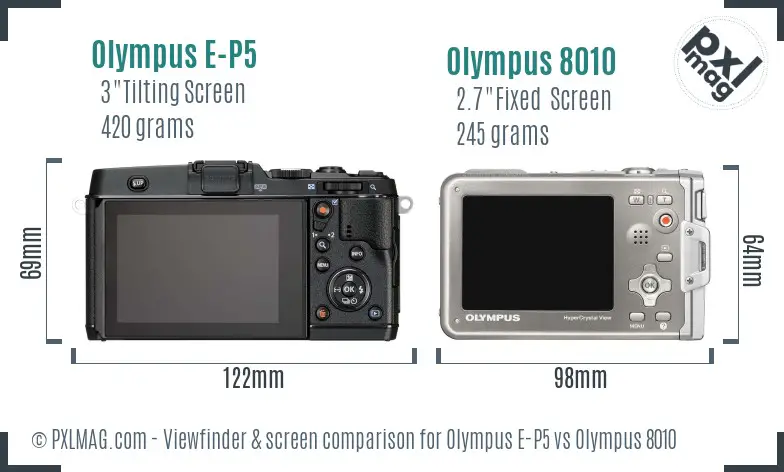 Olympus E-P5 vs Olympus 8010 Screen and Viewfinder comparison