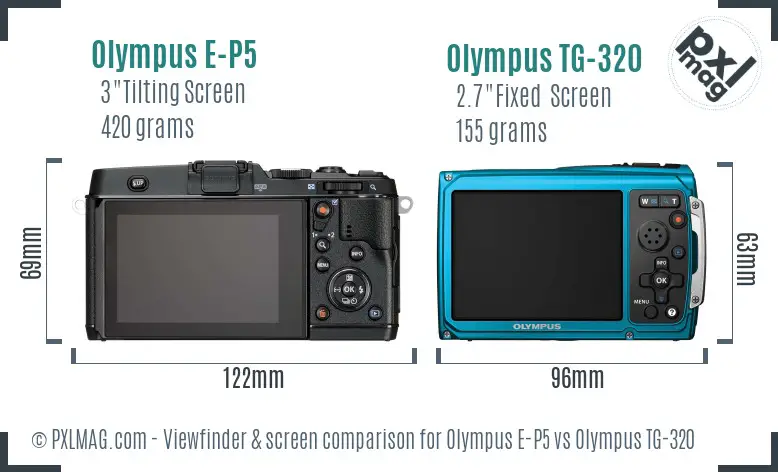 Olympus E-P5 vs Olympus TG-320 Screen and Viewfinder comparison