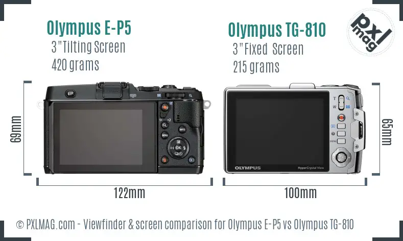 Olympus E-P5 vs Olympus TG-810 Screen and Viewfinder comparison