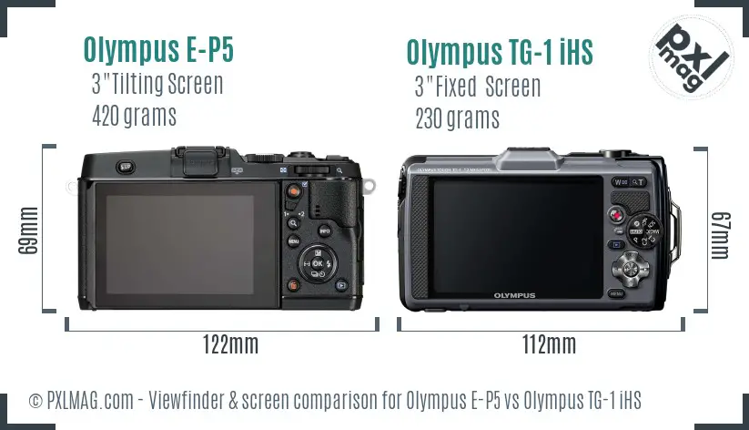 Olympus E-P5 vs Olympus TG-1 iHS Screen and Viewfinder comparison