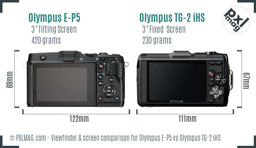 Olympus E-P5 vs Olympus TG-2 iHS Screen and Viewfinder comparison