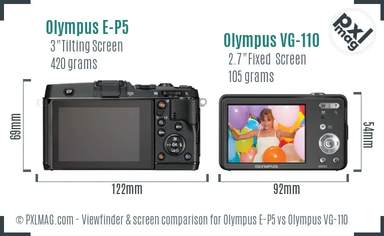 Olympus E-P5 vs Olympus VG-110 Screen and Viewfinder comparison