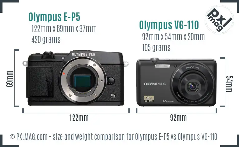Olympus E-P5 vs Olympus VG-110 size comparison