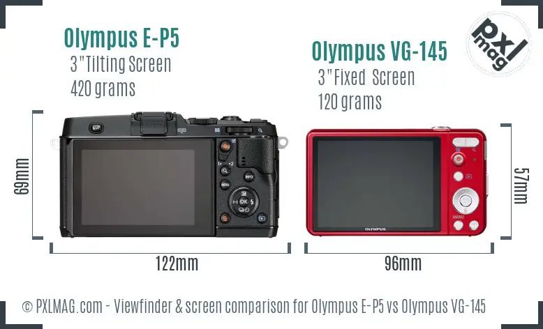 Olympus E-P5 vs Olympus VG-145 Screen and Viewfinder comparison