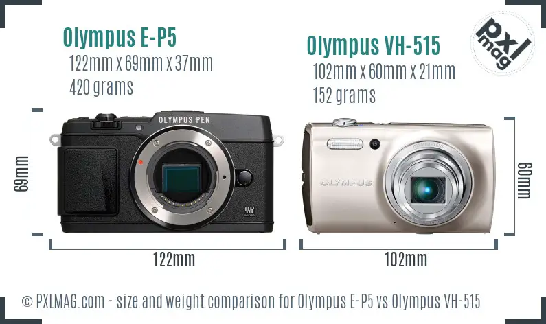 Olympus E-P5 vs Olympus VH-515 size comparison