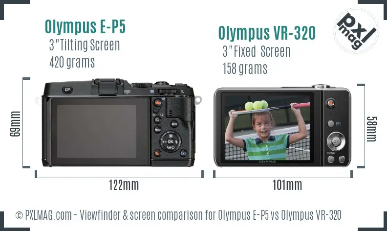 Olympus E-P5 vs Olympus VR-320 Screen and Viewfinder comparison