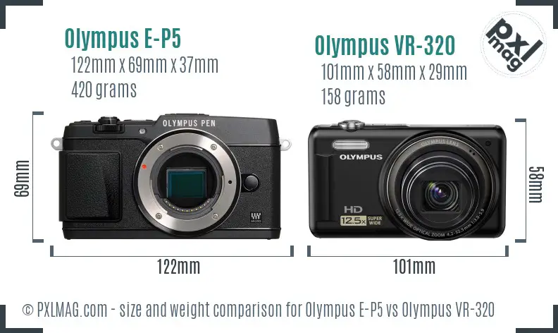 Olympus E-P5 vs Olympus VR-320 size comparison