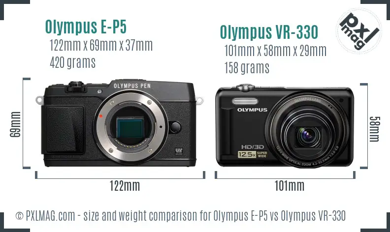 Olympus E-P5 vs Olympus VR-330 size comparison
