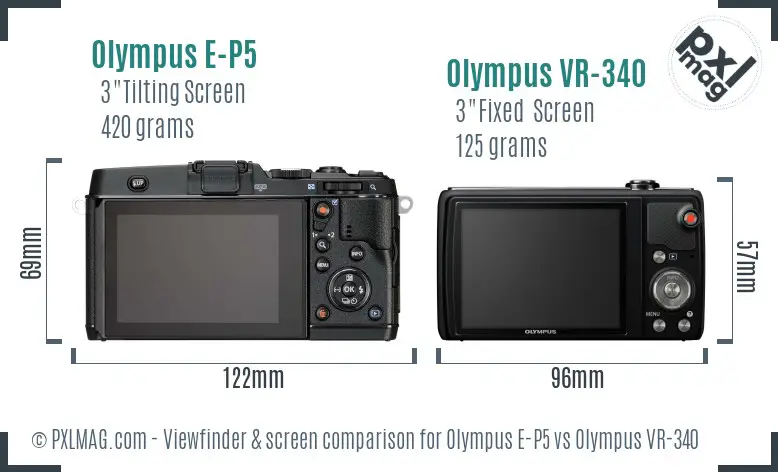 Olympus E-P5 vs Olympus VR-340 Screen and Viewfinder comparison