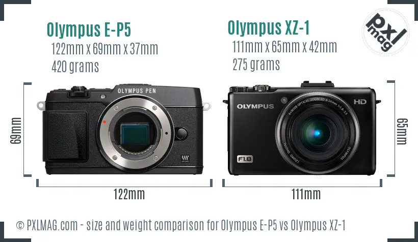 Olympus E-P5 vs Olympus XZ-1 size comparison