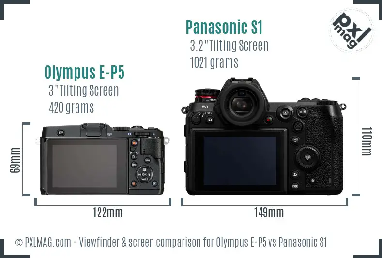 Olympus E-P5 vs Panasonic S1 Screen and Viewfinder comparison