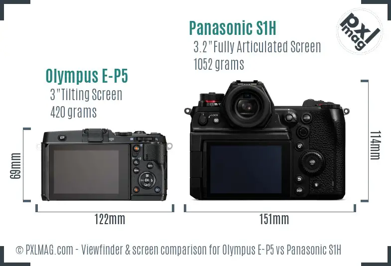 Olympus E-P5 vs Panasonic S1H Screen and Viewfinder comparison