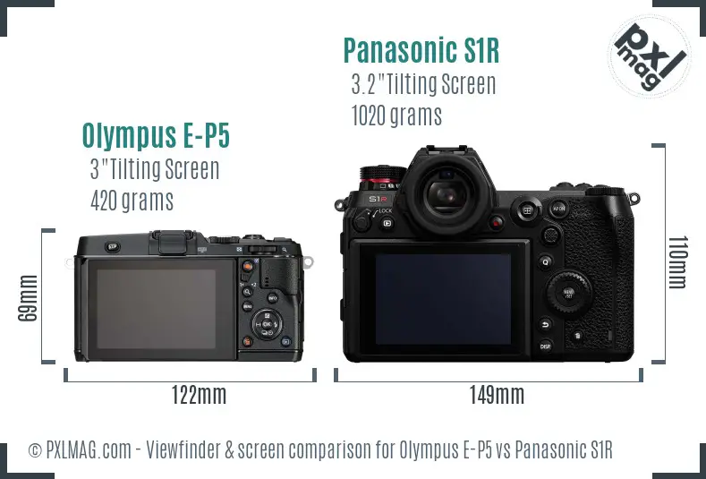 Olympus E-P5 vs Panasonic S1R Screen and Viewfinder comparison