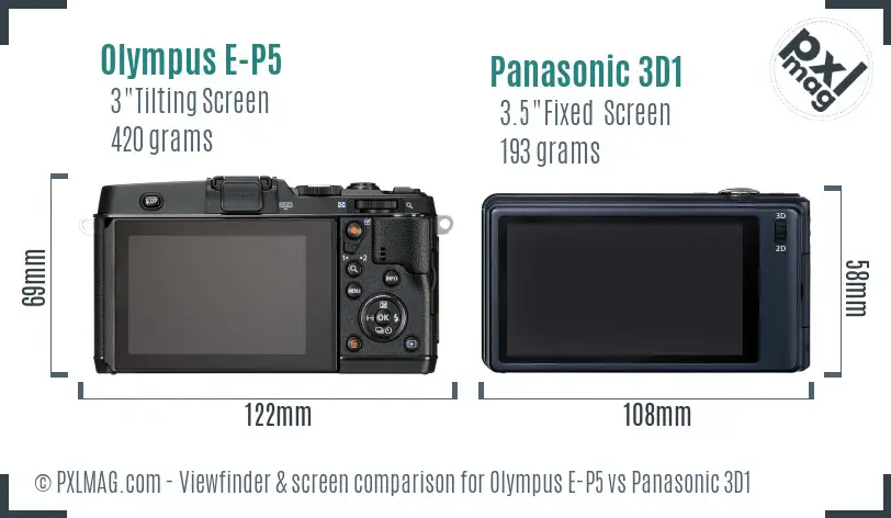 Olympus E-P5 vs Panasonic 3D1 Screen and Viewfinder comparison