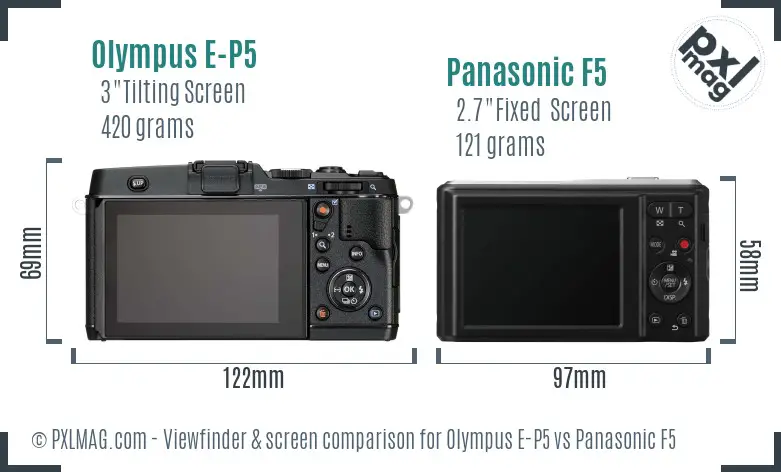 Olympus E-P5 vs Panasonic F5 Screen and Viewfinder comparison