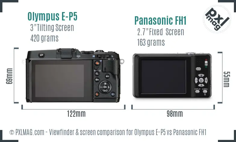 Olympus E-P5 vs Panasonic FH1 Screen and Viewfinder comparison