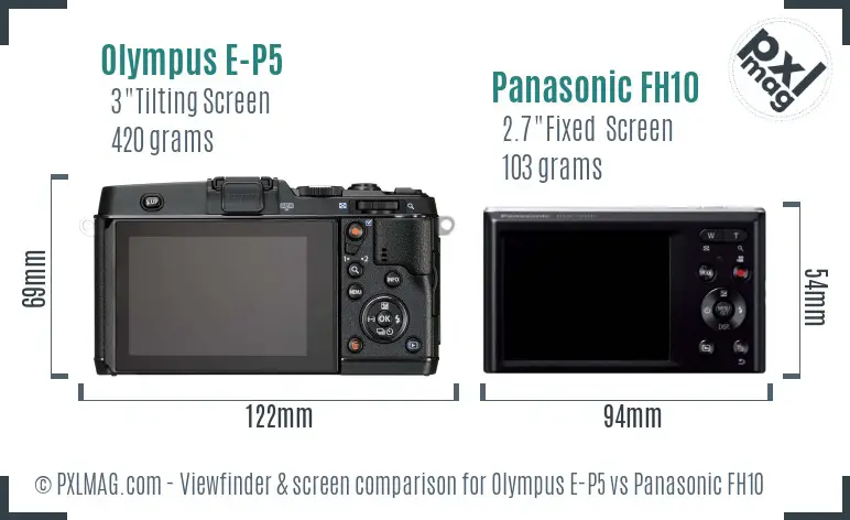 Olympus E-P5 vs Panasonic FH10 Screen and Viewfinder comparison