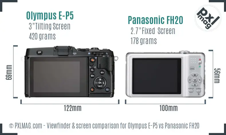 Olympus E-P5 vs Panasonic FH20 Screen and Viewfinder comparison