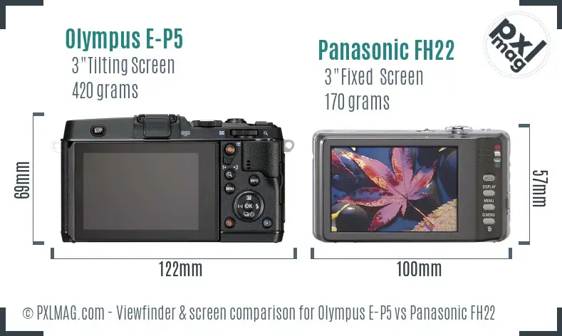 Olympus E-P5 vs Panasonic FH22 Screen and Viewfinder comparison