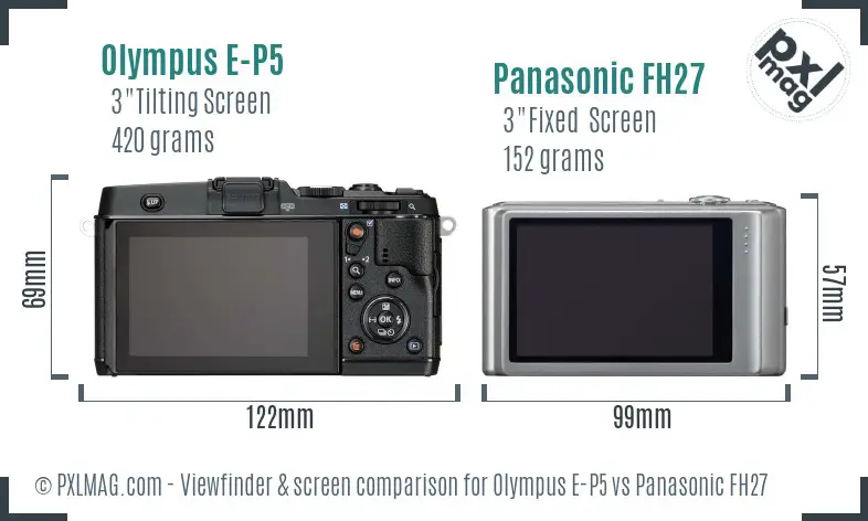 Olympus E-P5 vs Panasonic FH27 Screen and Viewfinder comparison