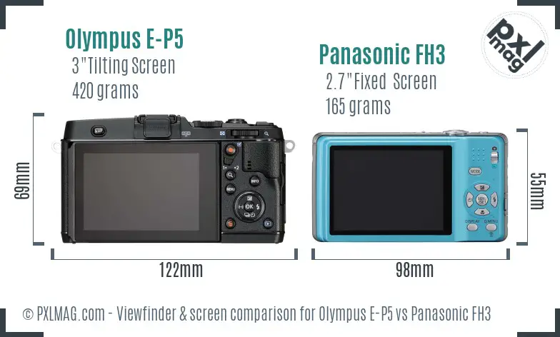 Olympus E-P5 vs Panasonic FH3 Screen and Viewfinder comparison