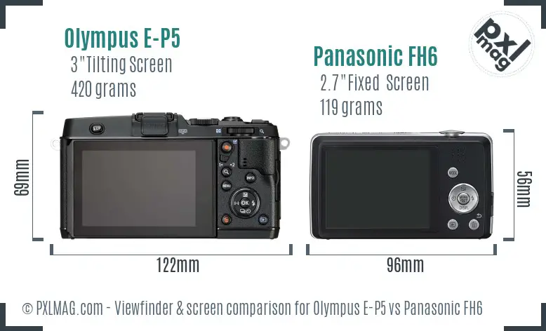Olympus E-P5 vs Panasonic FH6 Screen and Viewfinder comparison
