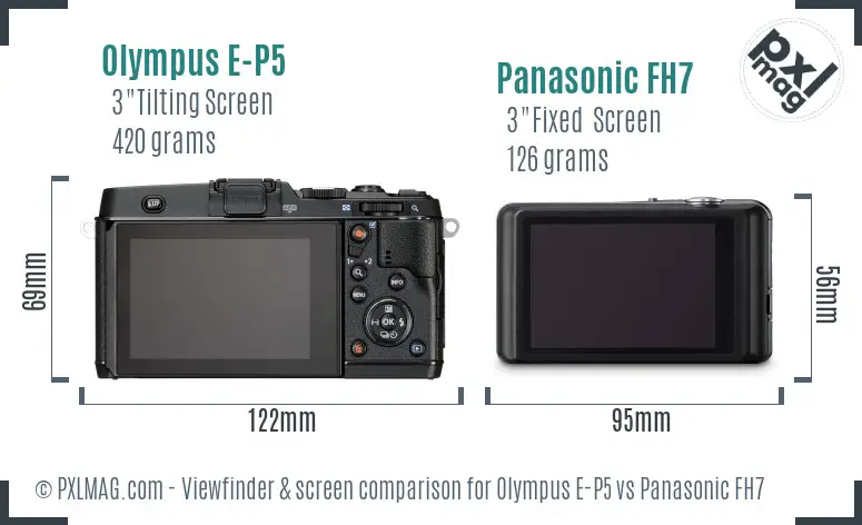 Olympus E-P5 vs Panasonic FH7 Screen and Viewfinder comparison