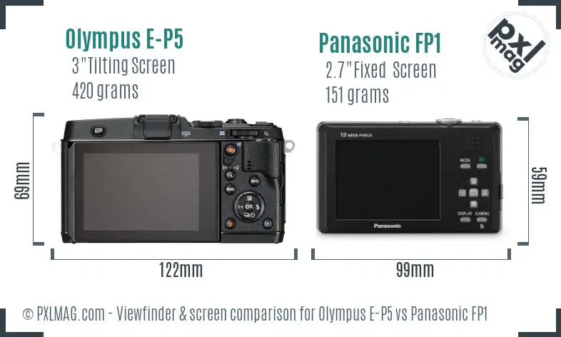 Olympus E-P5 vs Panasonic FP1 Screen and Viewfinder comparison