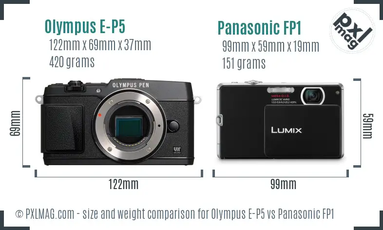 Olympus E-P5 vs Panasonic FP1 size comparison