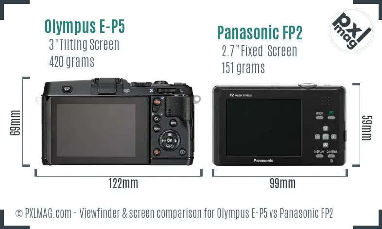 Olympus E-P5 vs Panasonic FP2 Screen and Viewfinder comparison