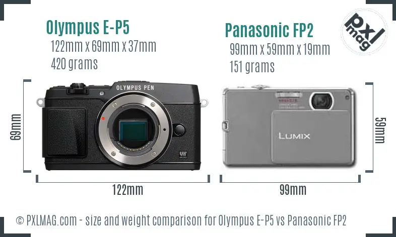 Olympus E-P5 vs Panasonic FP2 size comparison